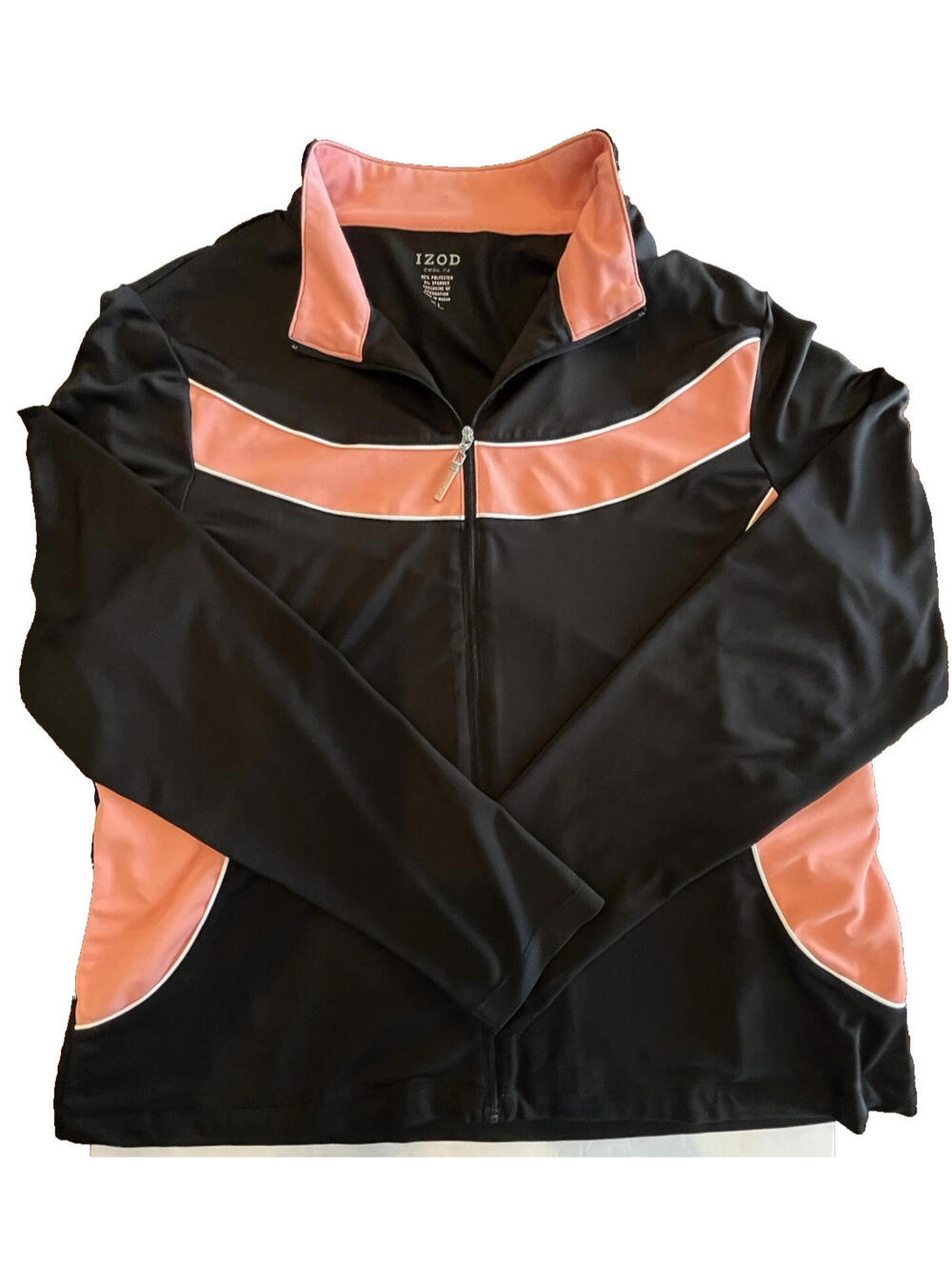 Izod PerformX Jacket Womens Sz XL Black Orange Cool FX Running Golf Active Wear